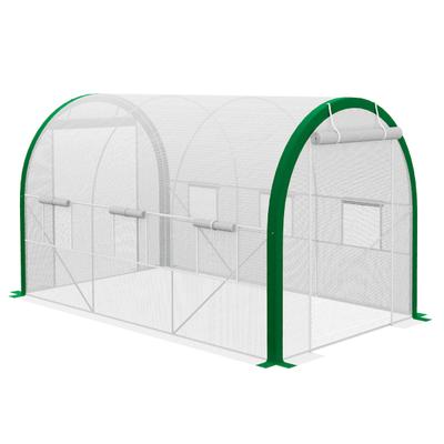 STILVORA Foliengewächshaus Stahl Weiß 358x210x210 cm mit Rolltür & Netzfenstern