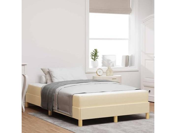 KTHLBRH Boxspringbett mit Matratze, Creme, 120 x 190 cm Stoffbezug, technisches Holz, modernes Design, Box Spring für Schlafzimmer