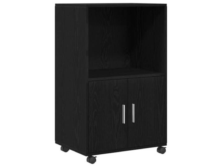 GFMGUEMV Schrank Schwarz Eichen-Optik 55x40x82 cm Holzwerkstoff Stabiler Holzwerkstoff, pflegeleichte Oberfläche, vielseitige Fächeraufteilung, modernes Design, platzsparend