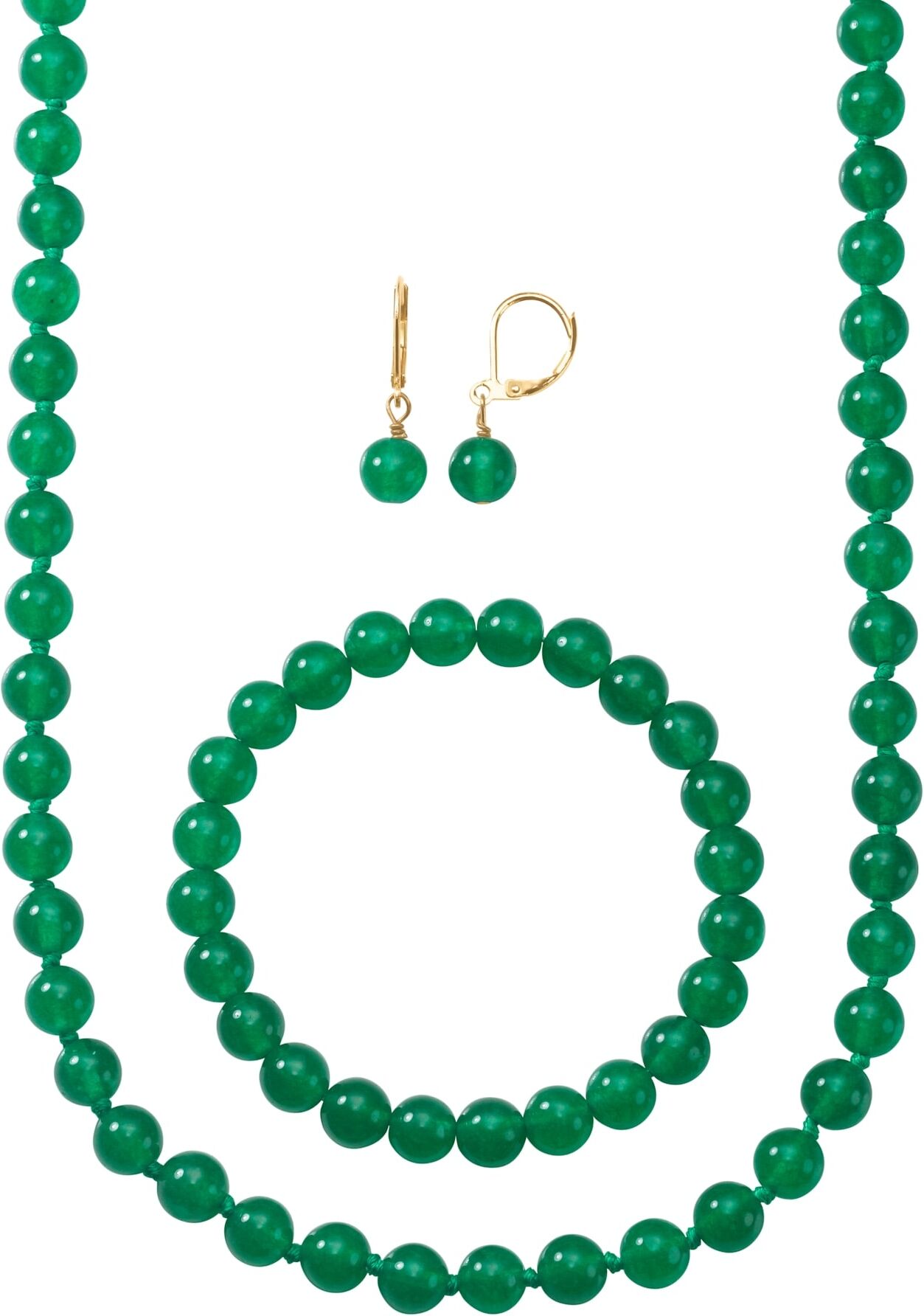 Collier-Set LADY, grün, Halsketten, Damen, N-Groesse, Glas