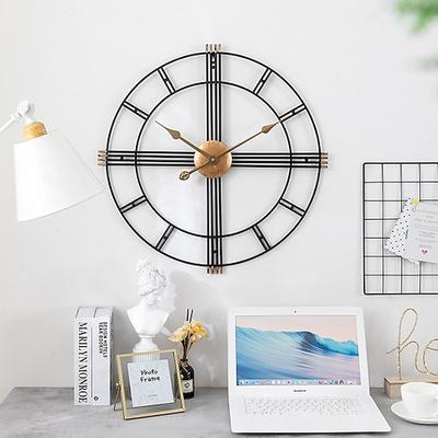 Große Metall-Wanduhr, geräuschlos, Retro-Wanduhr, große römische Ziffern, verwendet für Wohnzimmer, Küche, Kamin, Schlafzimmer, Dekoration, 50 cm