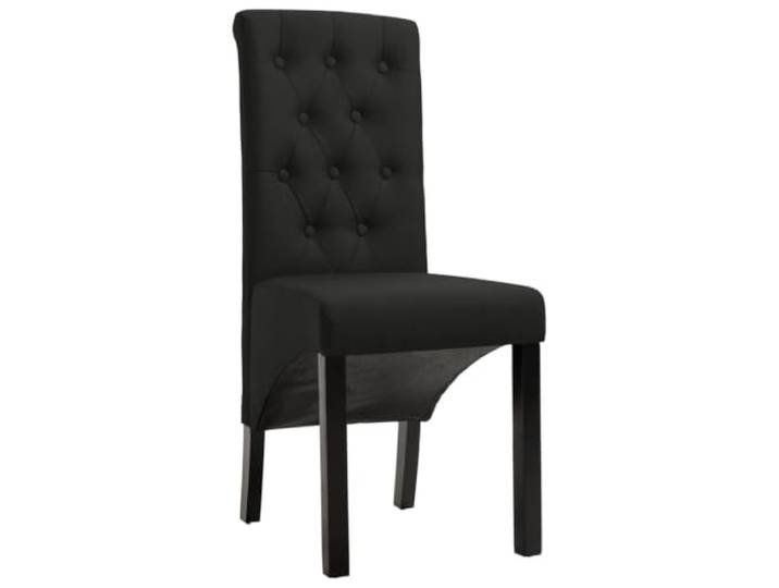 POUFGDR Esszimmerstühle, 4 Stück, Schwarz, Stoff Füße aus Massivholz, dicke und weiche Beschichtung, einfache Montage, 110 kg pro Sitz, für Esszimmer