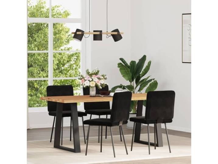 HKLGBVCR Esszimmerstühle, 4 Stück, Schwarz, Samt Weicher Samt, Metall und Holz, dicker Schaumstoff, Esszimmer, Wohnzimmer, Gästezimmer