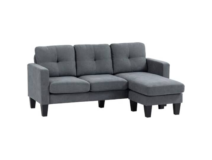 HOMCOM Ecksofa mit Umkehrbarer Chaiselongue Leinenoptik Dunkelgrau