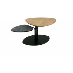 COUCHTISCH höhenverstellbar Cindi 110x47x70 Echtholz Wildeiche/Schwarz