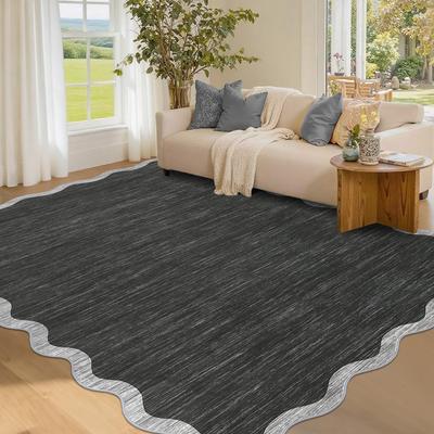 Garvee Scalloped Edge Color Blocking Bordered Area Rug