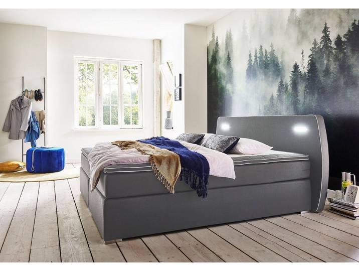 ATLANTIC home collection Boxspringbett REX LED, inklusive LED-Beleuchtung und Topper