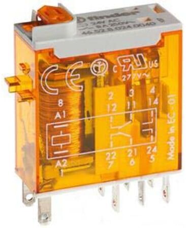 Finder Mini relais 2W 8A 2x inverseur 230VAC 46.52.8.230.0040 (465282300040)