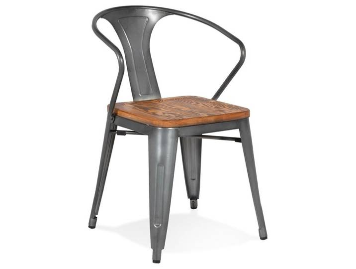 Fauteuil design - ALTEREGO - METROPOLIS -Gris - Bois Métal - 55x52x77 5 cm