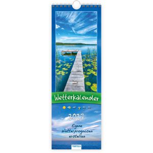 Trötsch Streifenkalender 2027808, Wetter, mit Sprüchen, Zitaten & Ferienübersicht, 12 x 35 cm, Jahr 2027