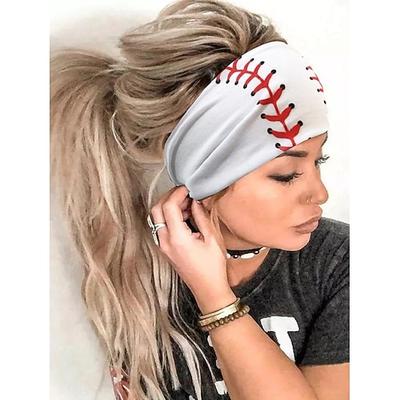 Sport-Stirnband mit Fußball-/Basketball-/Volleyball-/Softball-Muster, sportlicher Stil, dehnbar, rutschfest, schweißabsorbierend, für Yoga, Fitness, Workout, Haarband für Damen