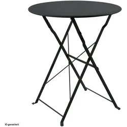 HTI-Living, Gartentisch + Balkontisch, Gartentisch Basil Metall rund klappbar Schwarz (55 x 68 cm)