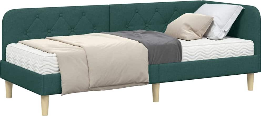 Eckbettgestell Dunkelgrün 80 x 200 cm Stoff