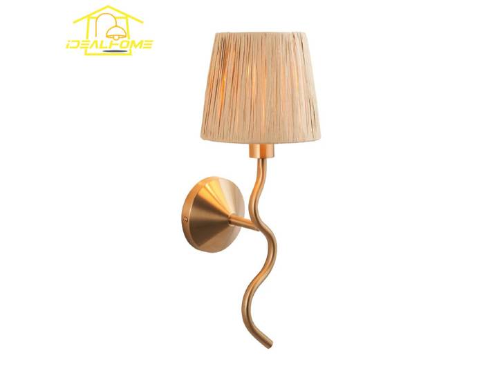 Lampe murale rétro américaine LED E27 avec abat-jour tressé, design minimaliste, pour bureau, entrée, salon, chambre, chevet, bar
