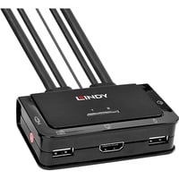 2 Port Kabel KVM Switch, HDMI 4K60, USB 2.0 & Audio, KVM-Switch schwarz