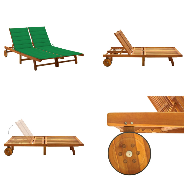vidaXL 2 Personen Sonnenliege mit Auflagen Akazie Massivholz - Sonnenliege - Sonnenliegen - Holz-Sonnenliege - Holz-Sonnenliegen