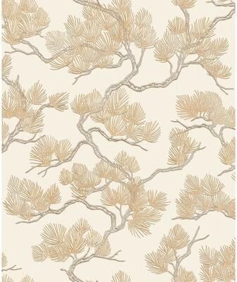 Veer Decor Embroidered Pine Tree Wallpaper