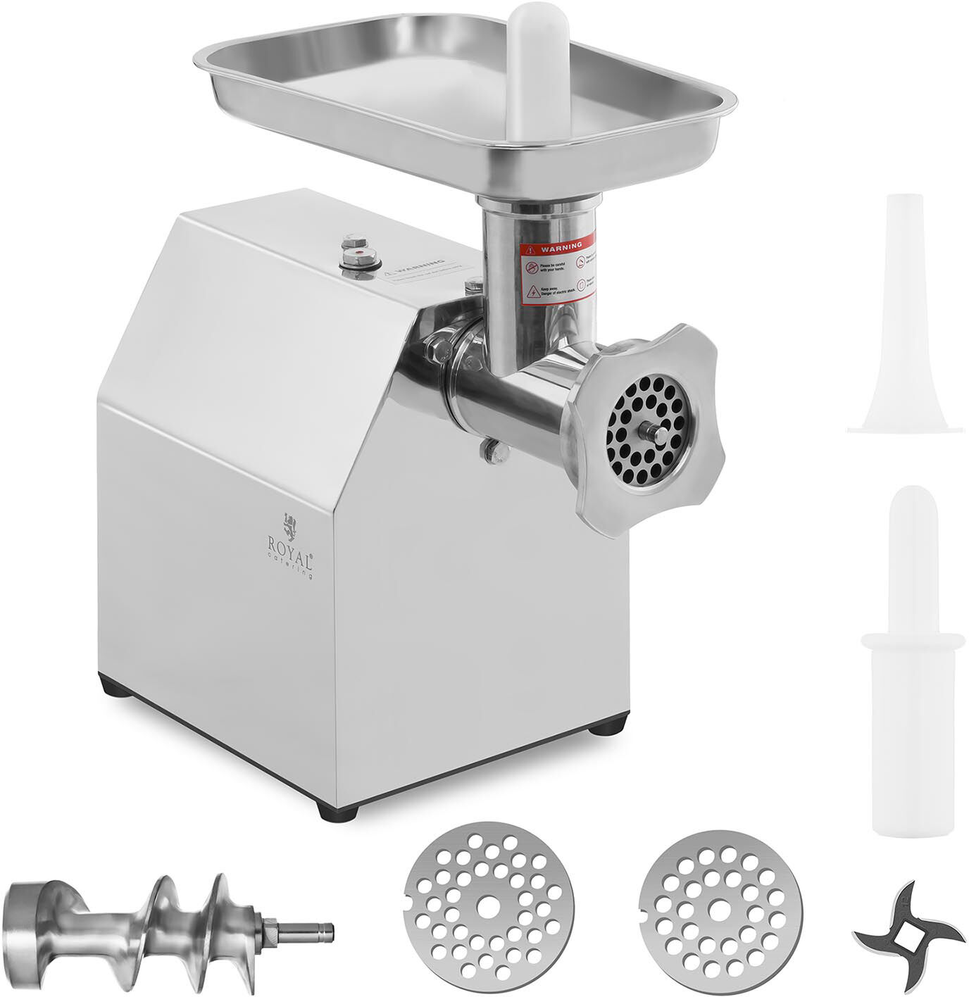 Royal Catering Stainless Steel Meat Mincer - Return Flow - 140 kg/h RCFW 140-850ECO