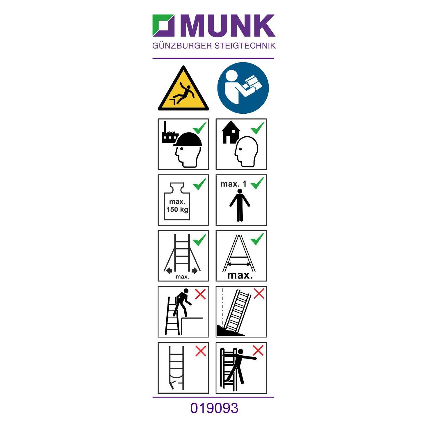 Munk Hinweis-Aufkleber fr Plattformleitern< 2,50 m (FlexxStep) Aufkleber 19093 (Plattformleiter) (019162)