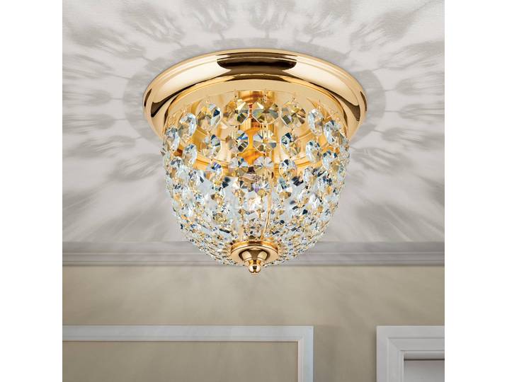 ORION Kristall Deckenleuchte Plafond, dimmbar, messing / gold, für Wohn- / Esszimmer, Metall