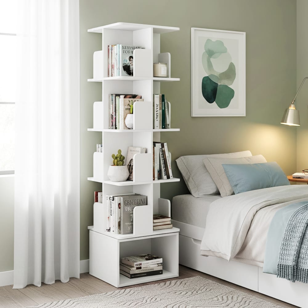 VASAGLE Étagère pivotante à 360 de rangement à 5 niveaux ouverte blanc Blanc 40x156x40cm