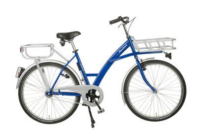 Transportfahrrad, Stahlrahmen, mit Vorderrad-Lastenträger, inklusive Beleuchtung, blau RAL 5002