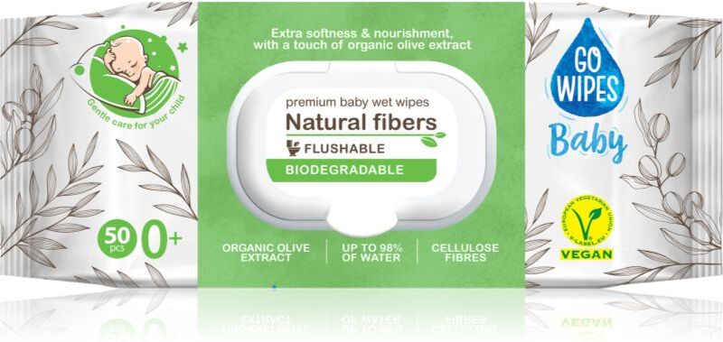 GoWipes Baby Natural Fibers lingettes douces pour bébé pour peaux sensibles 0+ 50 pcs