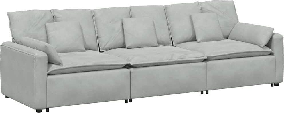 Modulares Sofa mit Kissen Hellgrau