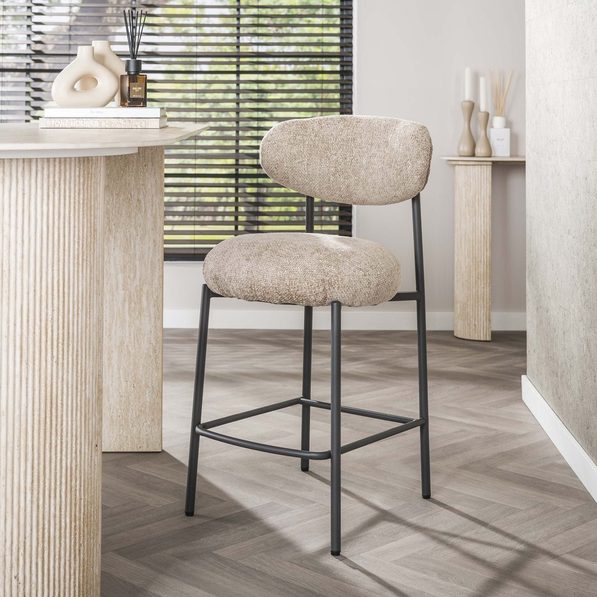 Hoyz Collection Barstoel Round Cargo Zand - Set van 2
