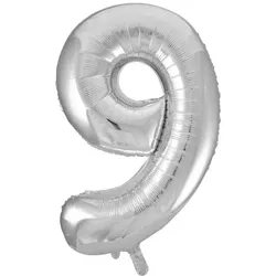 Folienballon Zahl 9 silber