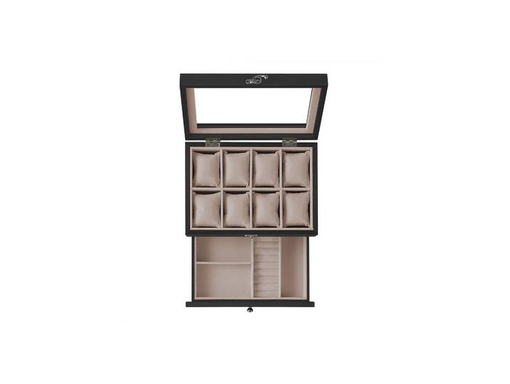 Hansiro Uhrenbox Victoria, Eukalyptusholzfarben, Glas, 27x12.5x19 cm, Ordnen & Aufbewahren, Schmuckaufbewahrung