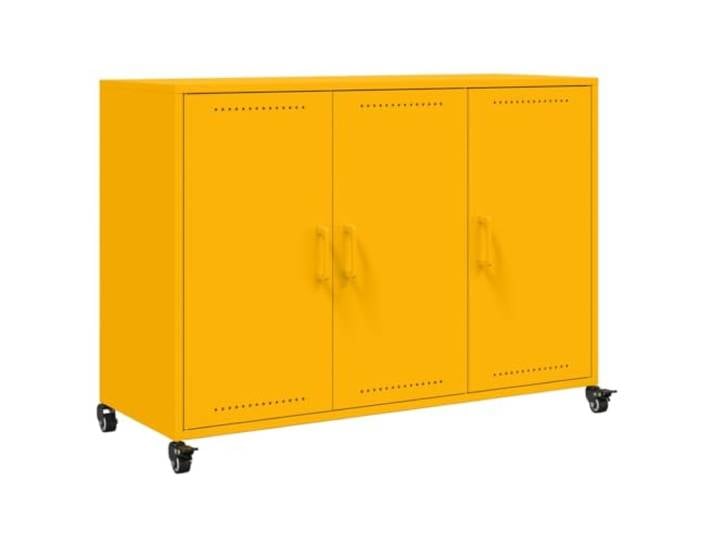 KGHFDVB Sideboard Senfgelb 100,5x39x72 cm Stahl Mit 4 Rollen, Kaltgewalzter Stahl, Pflegeleicht, Viel Stauraum für Bücher Und Dokumente