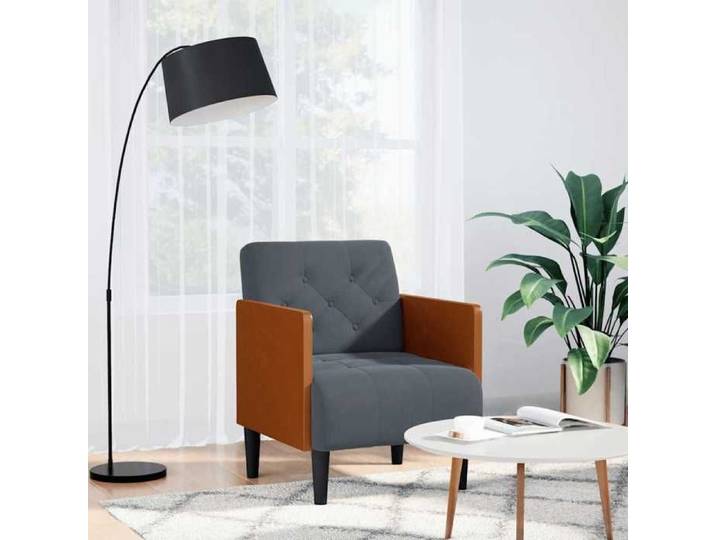 Fauteuil Salon - JILL - avec accoudoirs - JILL - gris foncé 55 cm velours - L 61xP 68xH 74.5 cm EU4764