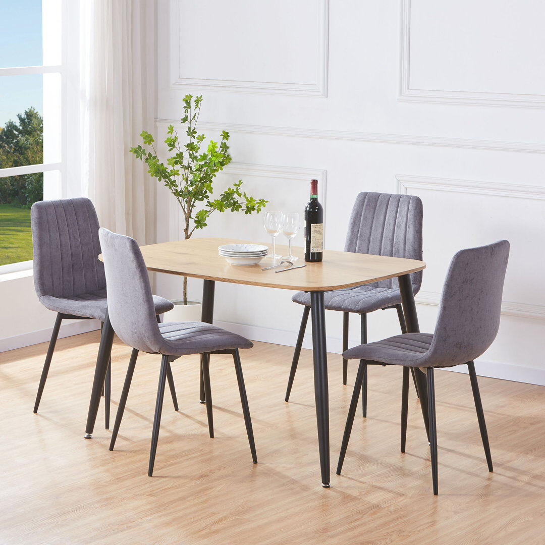 Core Products Aspen 1200mm foiled rect. table & 4 fabric chair Set Beige/Grey 4