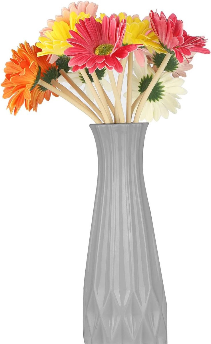 SnelShoppen Kunstmatige Gerbera Madeliefjes 12 Stuks Multicolor Decoratieve Kunstbloemen Boeket