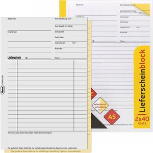 Idena Lieferscheinbuch 10847, A5, selbstdurchschreibend, 2 x 40 Blatt