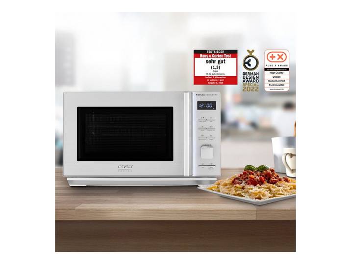 Caso Mikrowelle M 20 Cube Ceramic, Mikrowelle, 20 l, Timerfunktion, 8 Automatikprogramme, 10 Leistungsstufen