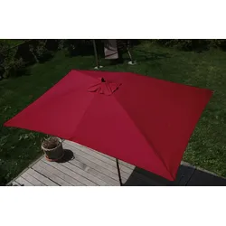 Sonnenschirm Lissabon, Gartenschirm Marktschirm, 2x3m Polyester/Holz 6kg ~ bordeaux