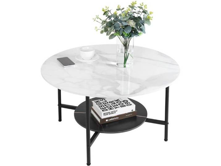 Table Basse Ronde Marbre Salon: Table Café Industrielle Design Table Basse Blanche Moderne Scantinave En Pierre Frittée Grand Plat