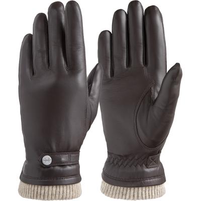 Lederhandschuhe PEARLWOOD "SUNNY", Damen, Gr. 7, braun (dunkelbraun), Schafsleder, Handschuhe, anschmiegsamer Elastikbund schütz vor Wind, Regen, Kälte und Schmutz