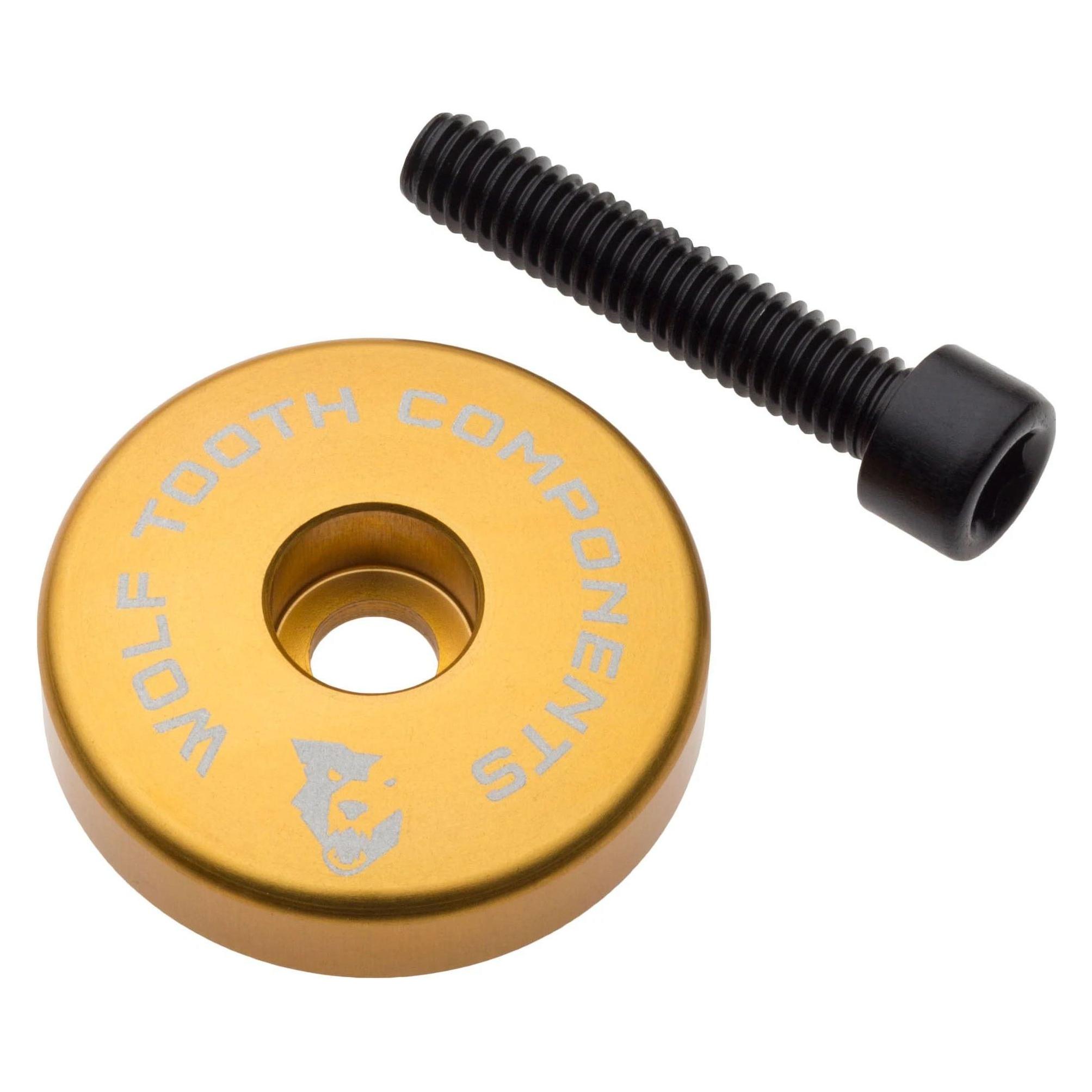 Wolf Tooth Ultralight Ahead-Kappe, integrierter 5mm Spacer, 1 1/8", gold (STEMCAP5MMGLD)