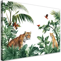 WANDBILD für kinderzimmer palmen tiger tiere afrika