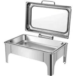 Homeline Rechteck Chafing Dish 9L Edelstahl, Speisewärmer, Silber