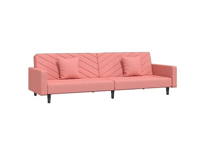 Todiikf Schlafsofa 2-Sitzer Klappsofa mit 2 Kissen Samt Couch Rosa Klappbare Couch mit verstellbarer Rückenlehne und 2 Kissen für Gästezimmer Studio und kleine Wohnungen.