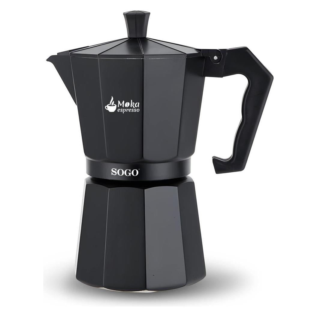 Sogo Aluminum Moka Coffee Maker 9 Cups for Use on Gas, Electric o (9 Tassen) (SOGO124)