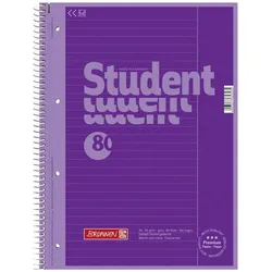 5x Brunnen, Heft + Block, Kollegblock Student Colour Code A4 90g/qm 80 Blatt purple Lineatur 25 (A4)