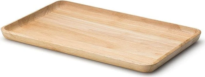 Continenta Rechteckiges Tablett - Gummibaum - 34 cm x 21 cm x 2 cm