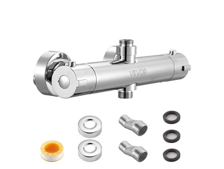 Vevor Mitigeur De Douche Thermostatique A Verrouillage Securise 38°c\, Vanne Thermostatique Avec Temperature Constante\, Robinet De Douche A Eau Chaude Et Froide\, Pour Salle De Bain Caravane\, Argent