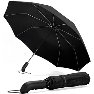 Wilford&Sons Regenschirm schwarz, sturmfest, Auf-Zu-Automatik, Ø 107 cm, 31 cm, Taschenschirm