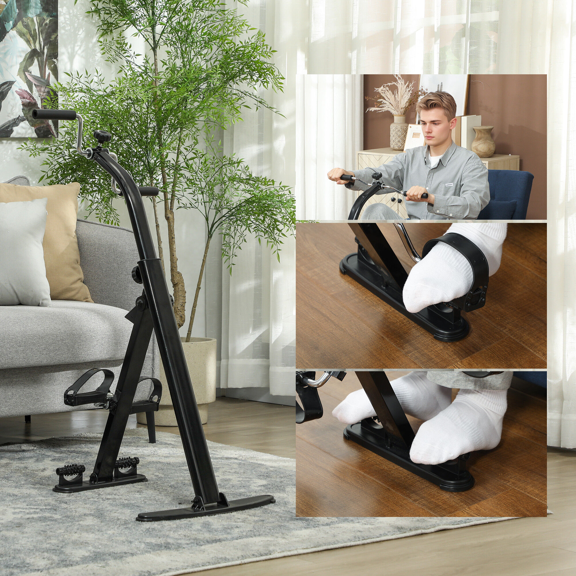 Altro Cyclette Per Riabilitazione Gambe E Braccia Pieghevole, Schermo Lcd E Altezza Manubrio Regolabile, Nero